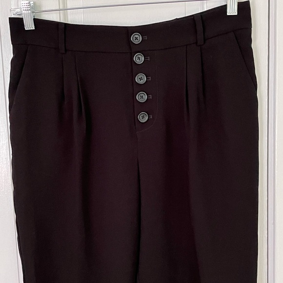 By Anthropologie Sasha button fly high waist tapered leg black trousers size 8 - Picture 5 of 16